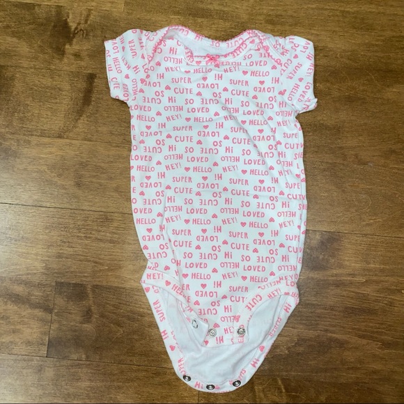 Carter's One Pieces Short Sleeved Onesie White With Pink Hearts And